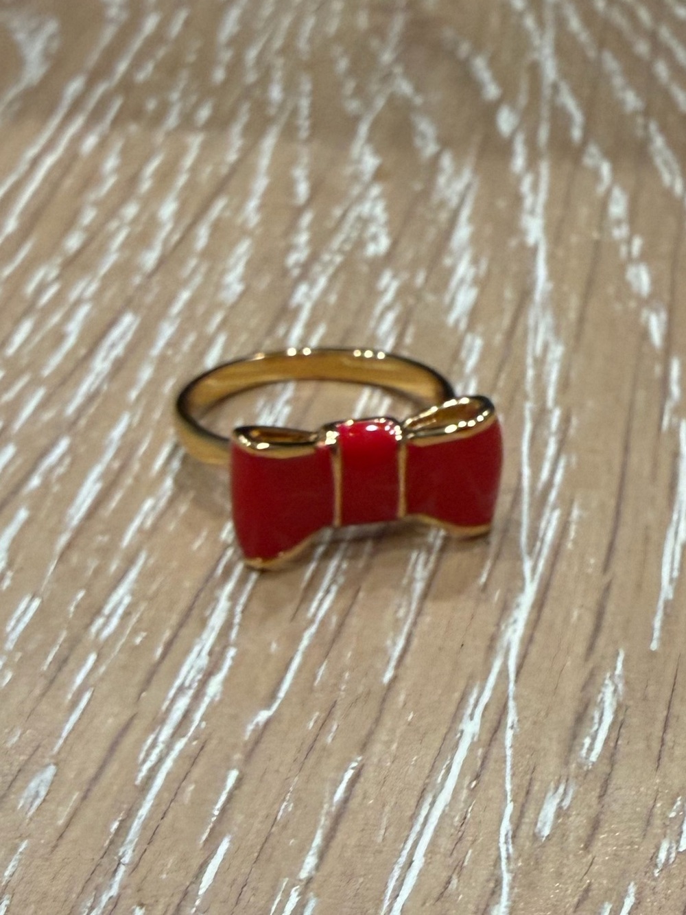 kate spade Gold-Tone Ring with Red Enamel Bow
